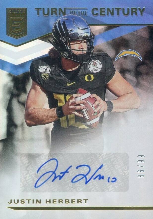 2020 Panini Donruss Elite Turn of the Century Autographs Justin Herbert #TCJH Football Card