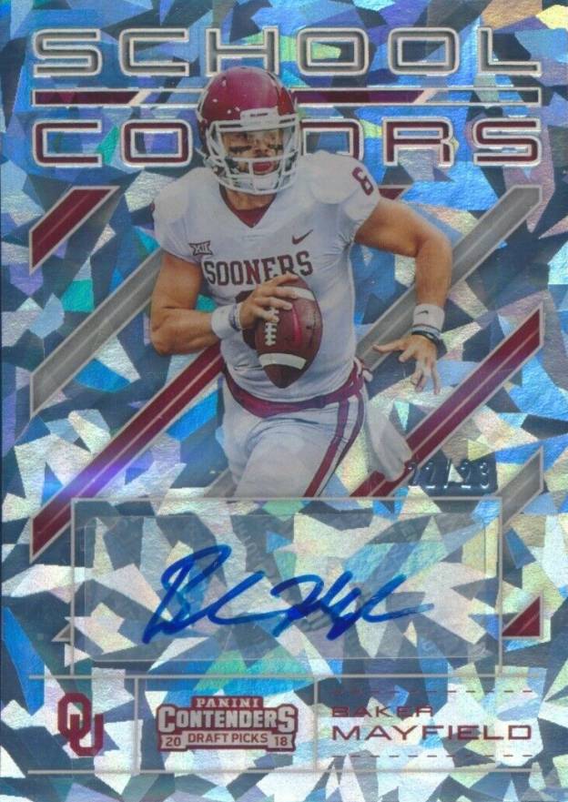 2018 Panini Contenders Draft Picks School Colors Signature Baker Mayfield #16 Football Card