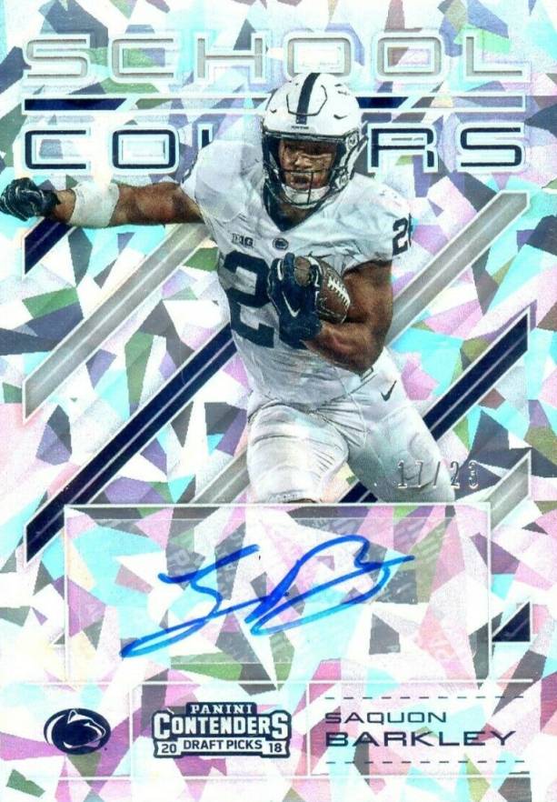 2018 Panini Contenders Draft Picks School Colors Signature Saquon Barkley #5 Football Card