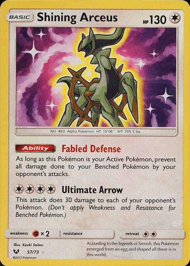 2017 Pokemon Sun & Moon Shining Legends Shining Arceus #57 TCG Card