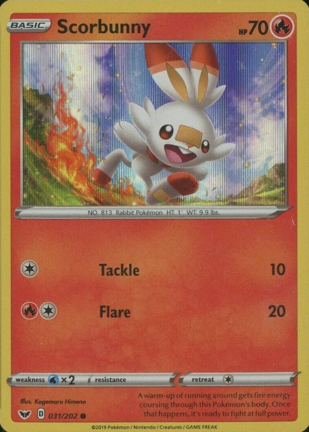 2020 Pokemon Sword & Shield Scorbunny-Holo #031 TCG Card