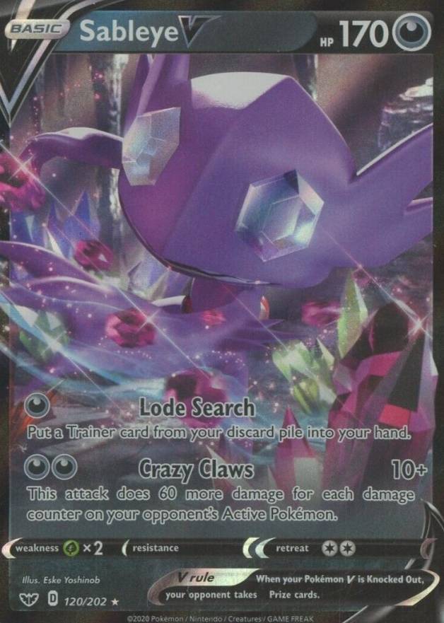 2020 Pokemon Sword & Shield Sableye V #120 TCG Card