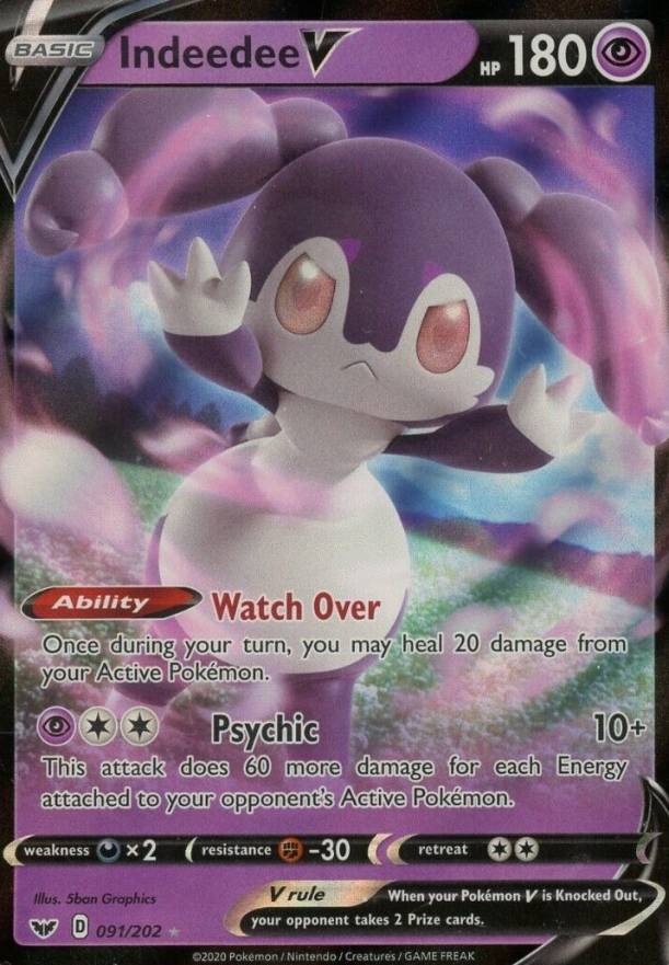 2020 Pokemon Sword & Shield Indeedee V #091 TCG Card