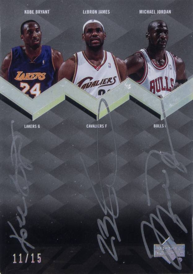 2007 Upper Deck Black Autographs Triple Kobe Bryant/LeBron James/Michael Jordan #TAUJBJ Basketball Card