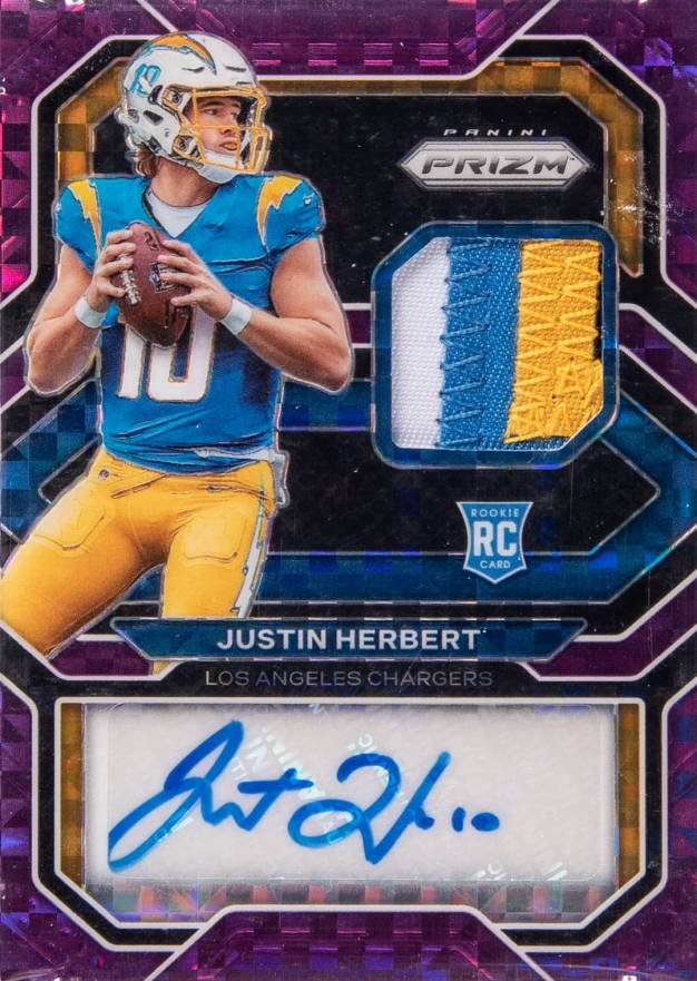 2020 Panini Prizm Rookie Patch Autographs Justin Herbert #39 Football Card