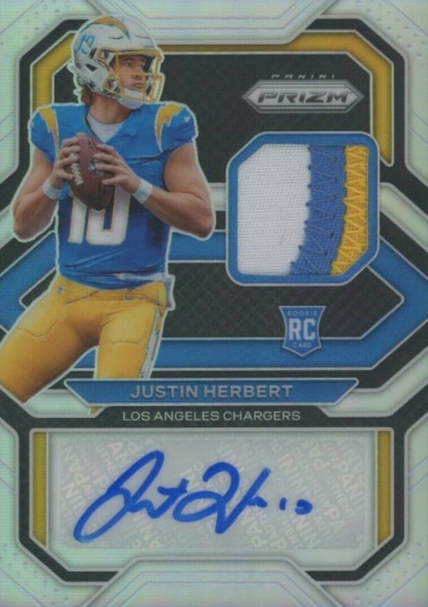 2020 Panini Prizm Rookie Patch Autographs Justin Herbert #39 Football Card