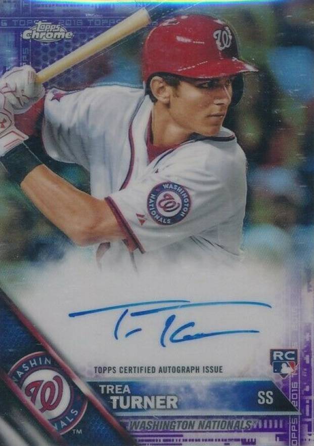 2016 Topps Chrome Rookie Autographs Trea Turner #RA-TTU Baseball Card