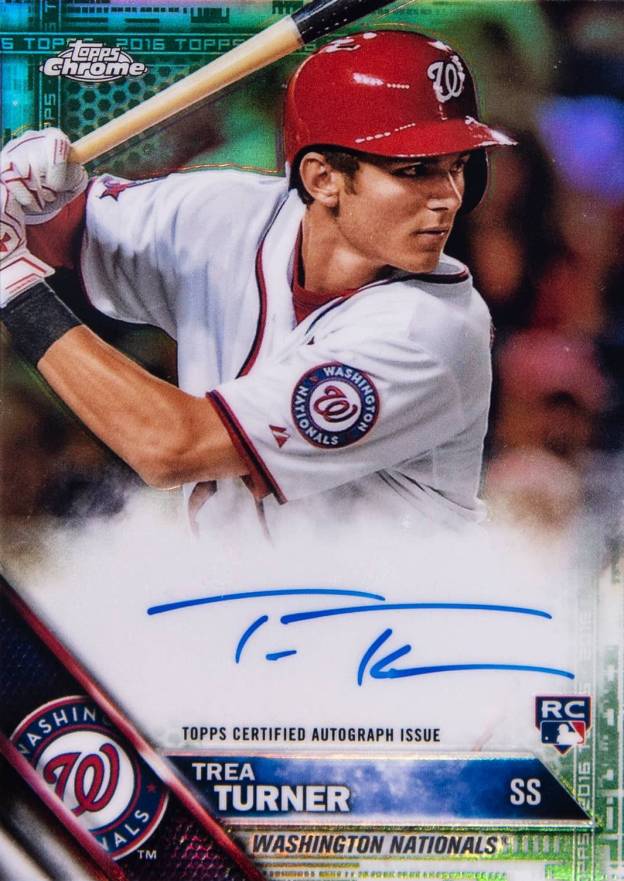 2016 Topps Chrome Rookie Autographs Trea Turner #RA-TTU Baseball Card