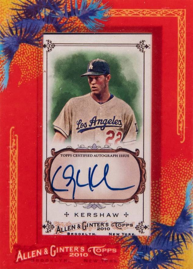 2010 Topps Allen & Ginter Baseball Autographs Clayton Kershaw #AGACK Baseball Card