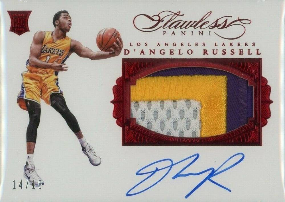 2015 Panini Flawless Patch Autograph D'Angelo Russell #PA-DR Basketball Card