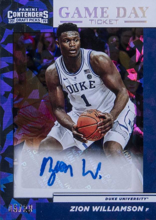 2019 Panini Contenders Draft Picks Game Day Ticket Signatures Zion Williamson #1 Basketball Card