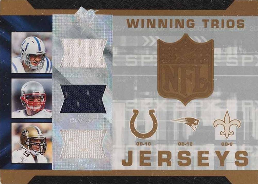 2007 SPx Winning Trios Jerseys Drew Brees/Peyton Manning/Tom Brady #WTMBB Football Card