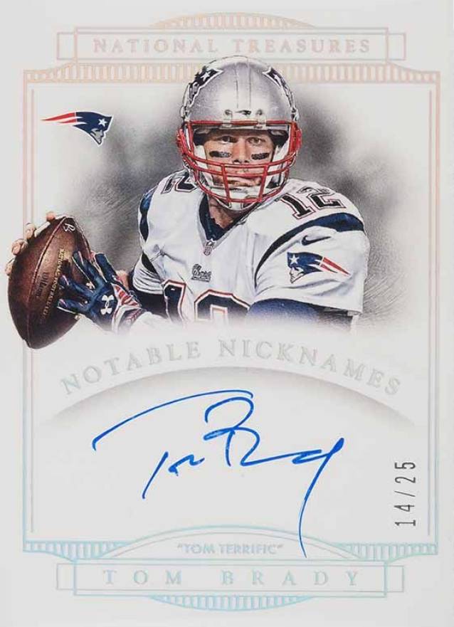 2014 Panini National Treasures Notable Nicknames Tom Brady #NN-TO Football Card