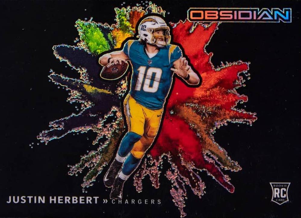 2020 Panini Obsidian Color Blast Black Justin Herbert #CBB23 Football Card