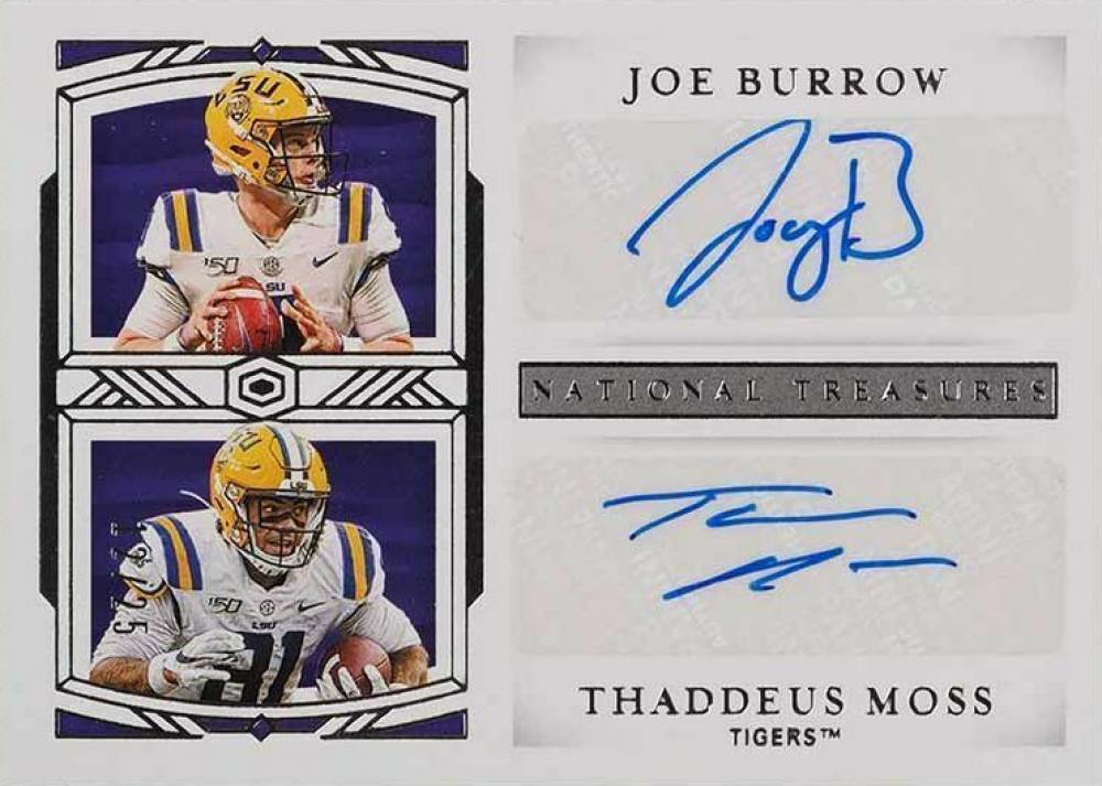 2020 Panini National Treasures Collegiate Dual Signatures Joe Burrow/Thaddeus Moss #1 Football Card