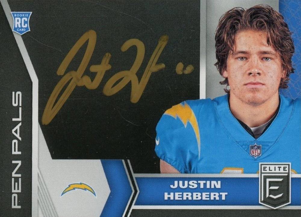 2020 Panini Donruss Elite Pen Pals Justin Herbert #PP3 Football Card