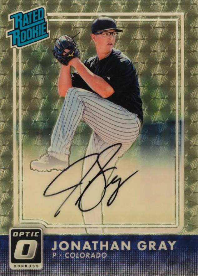 2016 Panini Donruss Optic Rated Rookies Signatures Jonathan Gray #RRJG Baseball Card