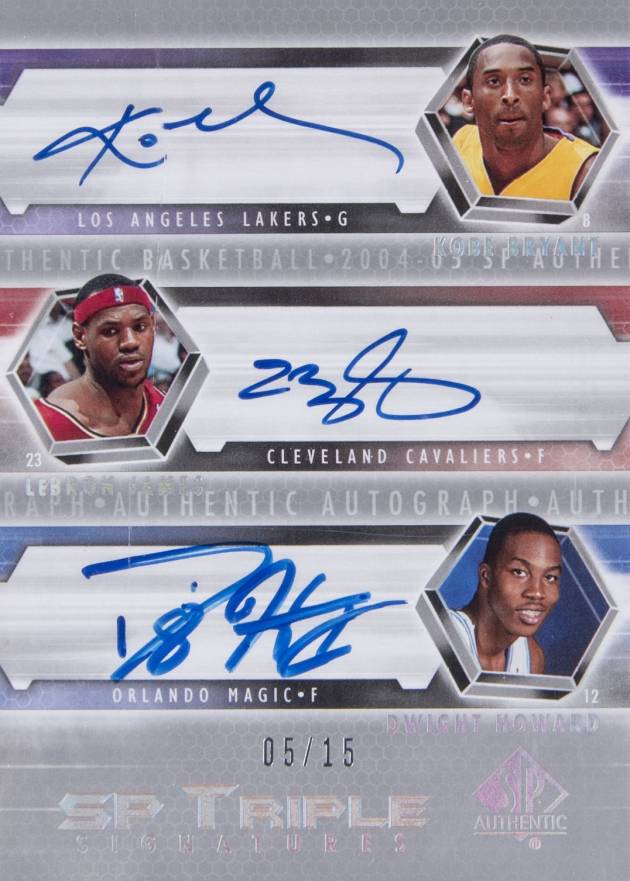 2004 SP Authentic SP Triple Signatures Bryant/James/Howard #BJH Basketball Card