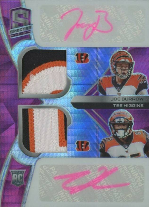 2020 Panini Spectra Rookie Dual Patch Autographs Joe Burrow/Tee Higgins #JT Football Card