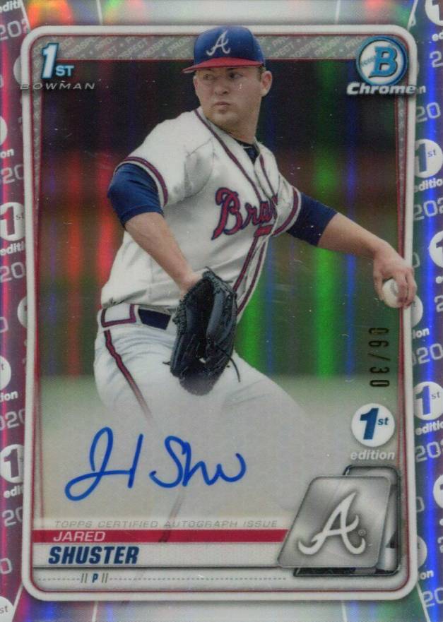 2020 Bowman Draft 1st Edition Chrome Autographs Jared Shuster #CDAJS Baseball Card