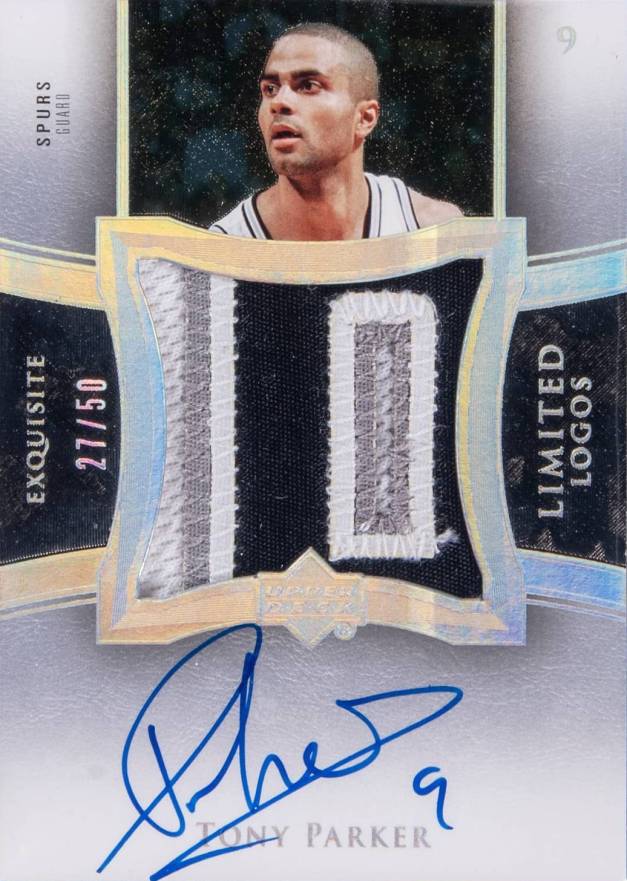 2004 Upper Deck Exquisite Collection Limited Logos Autograph Patch Tony Parker #LL-TP Basketball Card