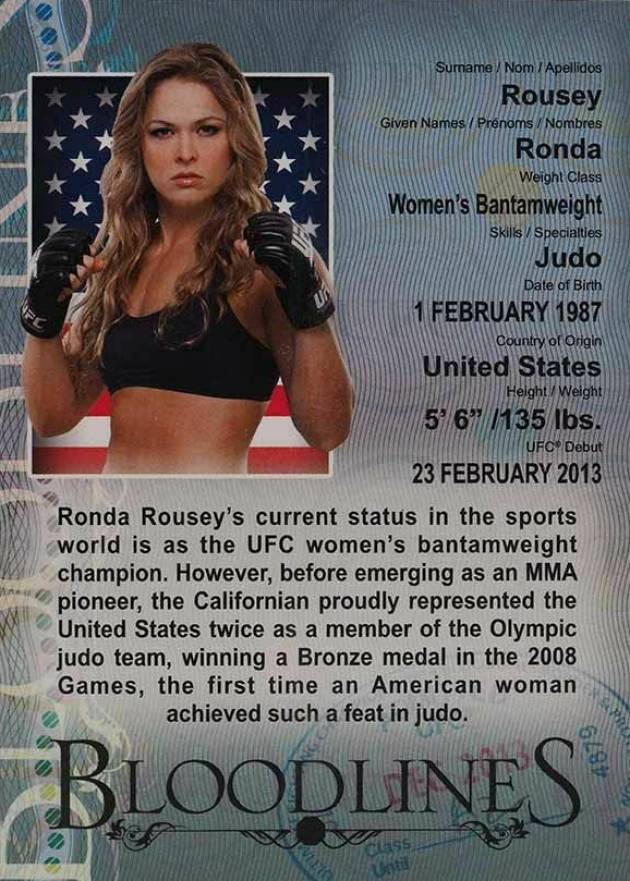 2013 Topps UFC Bloodlines Bloodlines Ronda Rousey #RR Other Sports Card