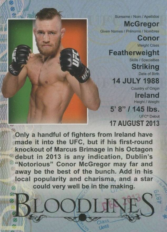 2013 Topps UFC Bloodlines Bloodlines Conor McGregor #CM Other Sports Card