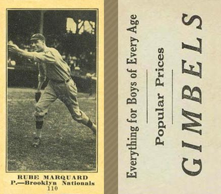 1916 Gimbels (M101-5) Rube Marquard #110 Baseball Card