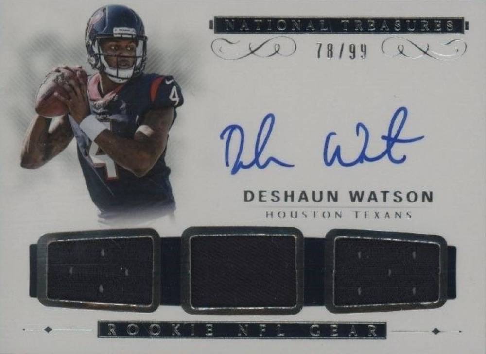 2017 Panini National Treasures Rookie NFL Gear Signature Trios Deshaun Watson #DW Football Card