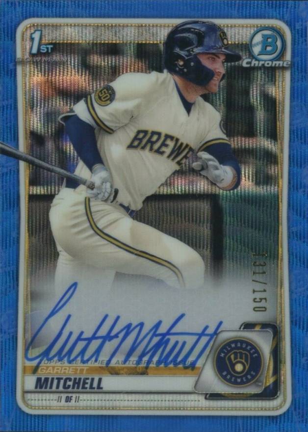 2020 Bowman Draft Chrome Draft Picks Autographs Garrett Mitchell #CDAGM Baseball Card