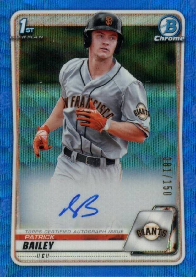 2020 Bowman Draft Chrome Draft Picks Autographs Patrick Bailey #CDAPB Baseball Card