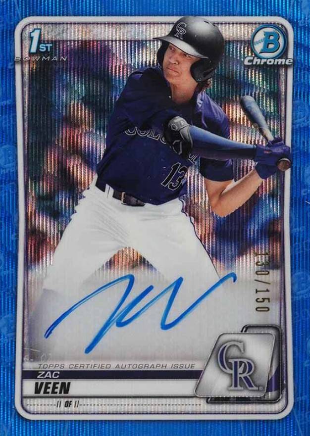 2020 Bowman Draft Chrome Draft Picks Autographs Zac Veen #CDAZV Baseball Card