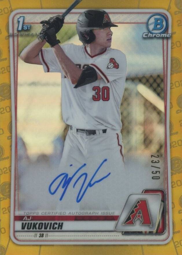 2020 Bowman Draft Chrome Draft Picks Autographs AJ Vukovich #CDAAV Baseball Card