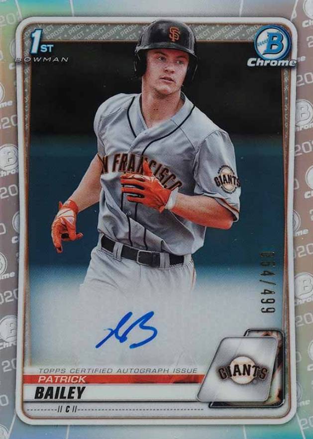 2020 Bowman Draft Chrome Draft Picks Autographs Patrick Bailey #CDAPB Baseball Card