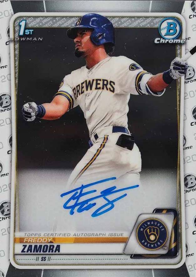 2020 Bowman Draft Chrome Draft Picks Autographs Freddy Zamora #CDAFZ Baseball Card