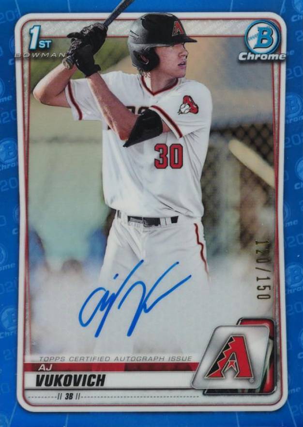 2020 Bowman Draft Chrome Draft Picks Autographs AJ Vukovich #CDAAV Baseball Card