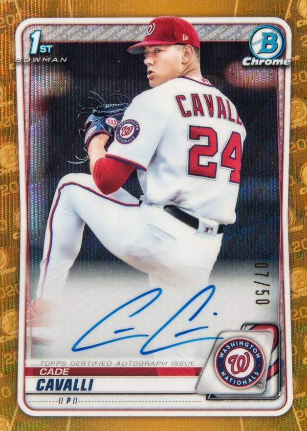 2020 Bowman Draft Chrome Draft Picks Autographs Cade Cavalli #CDACCA Baseball Card