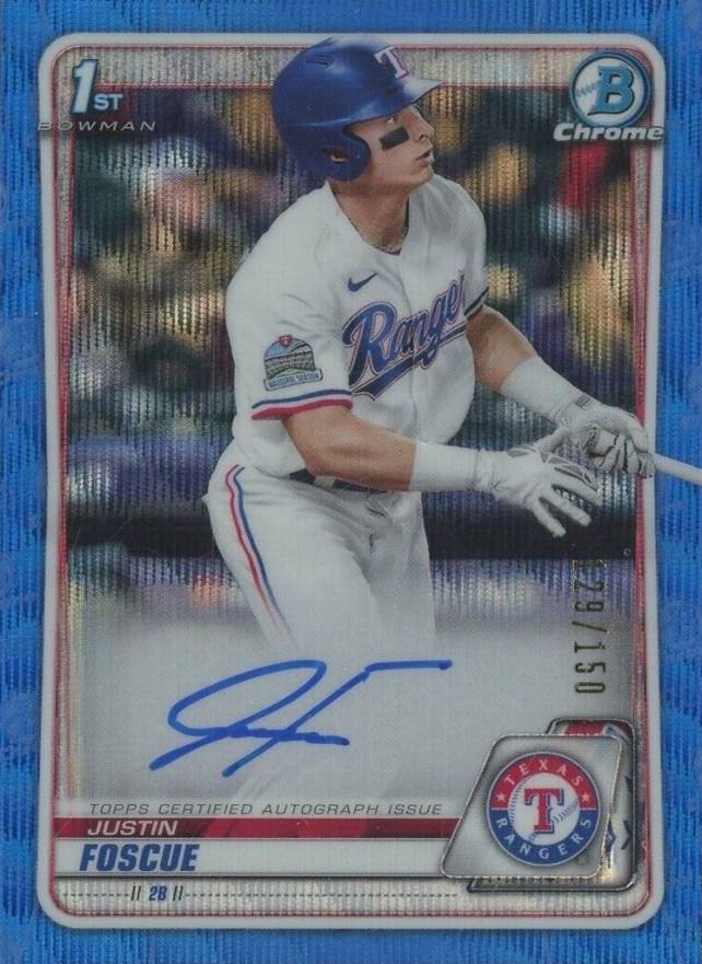 2020 Bowman Draft Chrome Draft Picks Autographs Justin Foscue #CDAJF Baseball Card