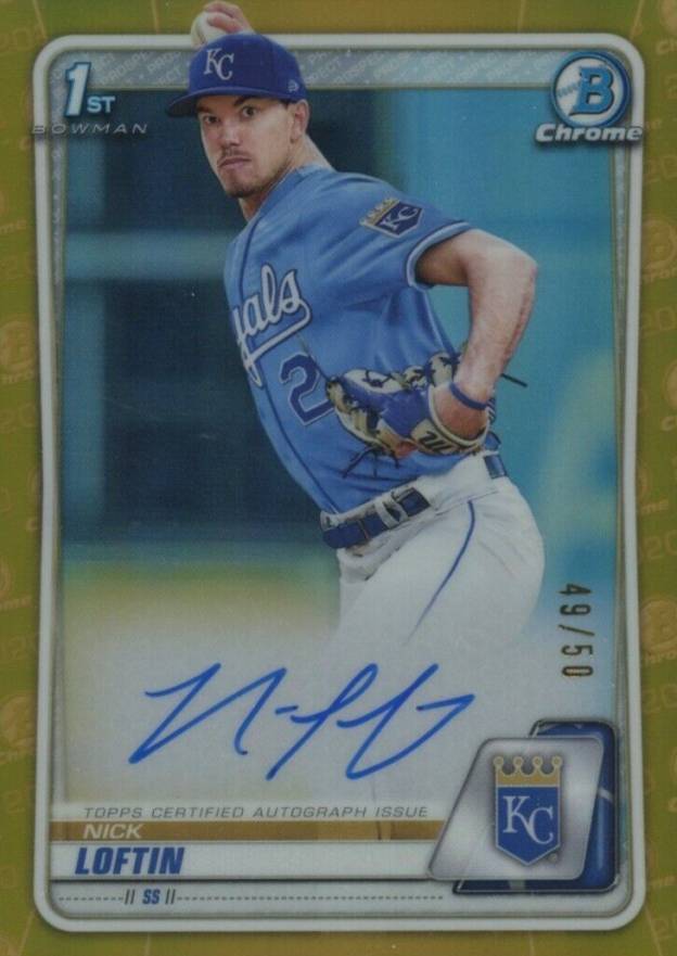 2020 Bowman Draft Chrome Draft Picks Autographs Nick Loftin #CDANL Baseball Card