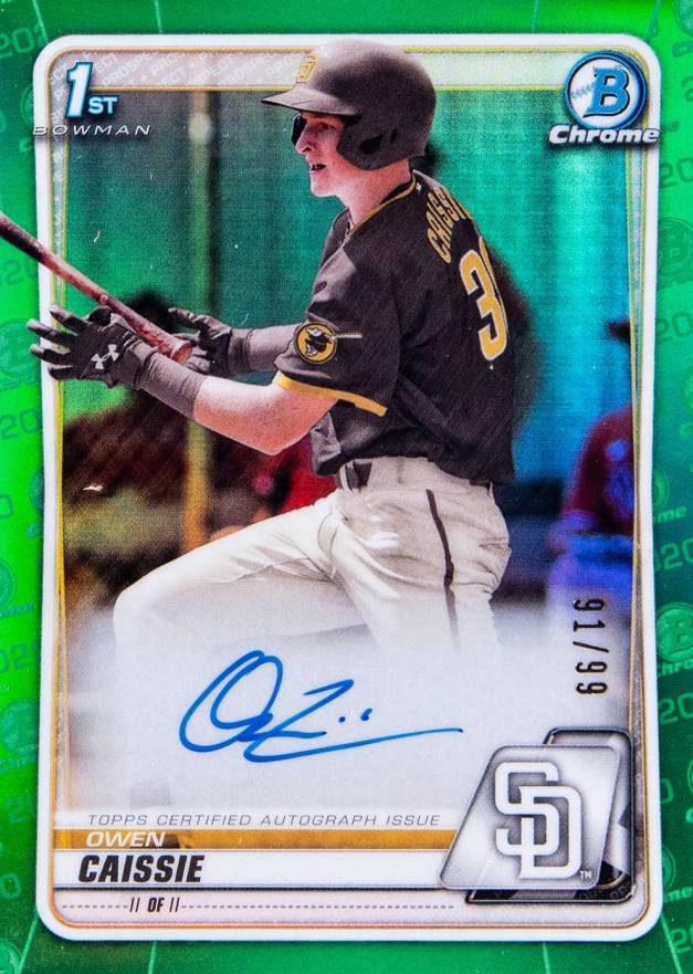 2020 Bowman Draft Chrome Draft Picks Autographs Owen Caissie #CDAOC Baseball Card