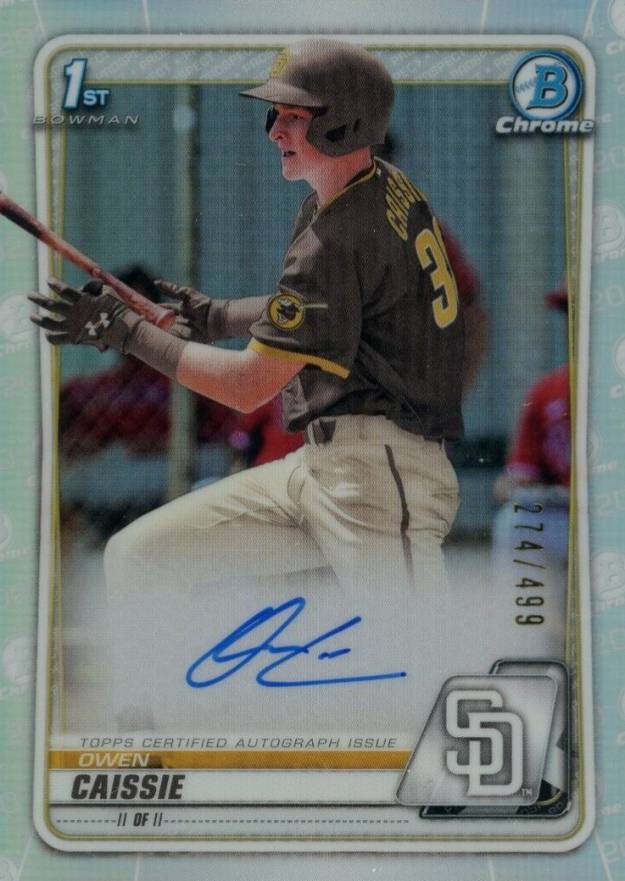 2020 Bowman Draft Chrome Draft Picks Autographs Owen Caissie #CDAOC Baseball Card