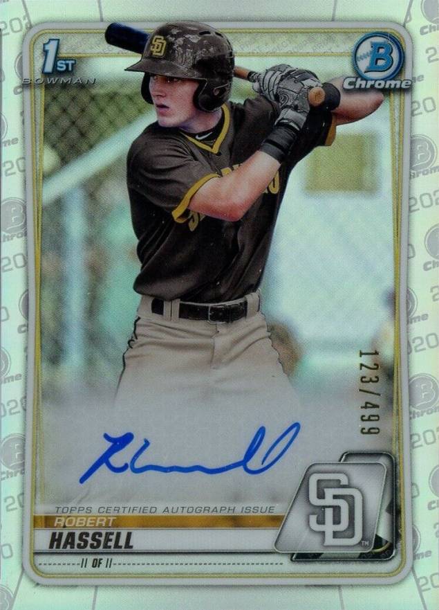 2020 Bowman Draft Chrome Draft Picks Autographs Robert Hassell #CDARHA Baseball Card