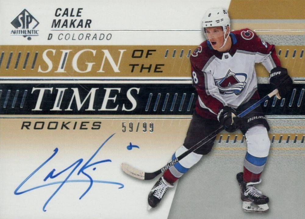 2019 SP Authentic Sign of the Times Rookies Cale Makar #CM Hockey Card