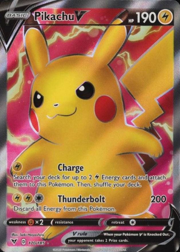 2020 Pokemon Sword & Shield Vivid Voltage Full Art/Pikachu V #170 TCG Card