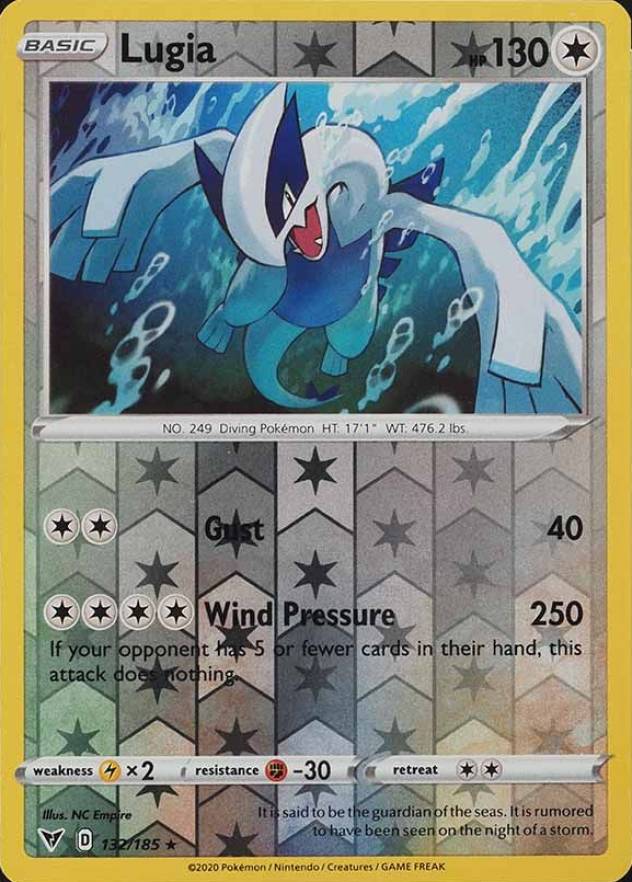 2020 Pokemon Sword & Shield Vivid Voltage Lugia-Reverse Foil #132 TCG Card