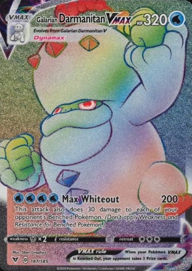 2020 Pokemon Sword & Shield Vivid Voltage Full Art/Galarian Darmanitan Vmax #187 TCG Card