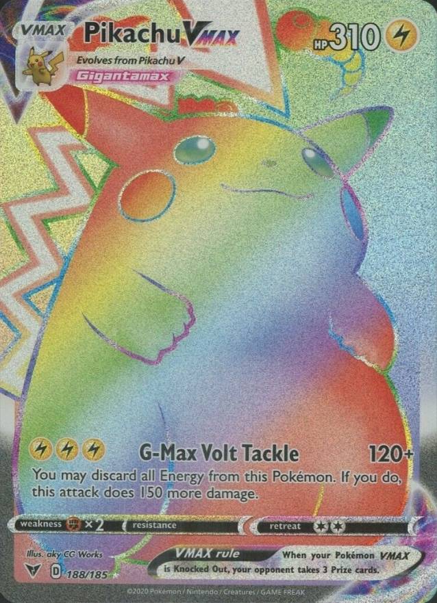 2020 Pokemon Sword & Shield Vivid Voltage Full Art/Pikachu Vmax #188 TCG Card