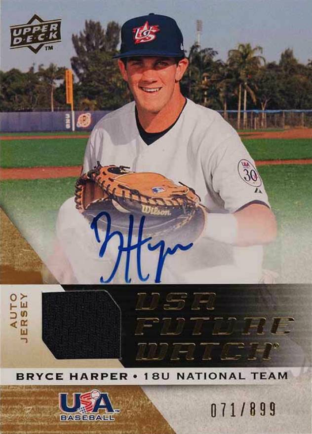 2009 Upper Deck Signature Stars USA National Team Future Watch Jersey Autographs Bryce Harper #30 Baseball Card