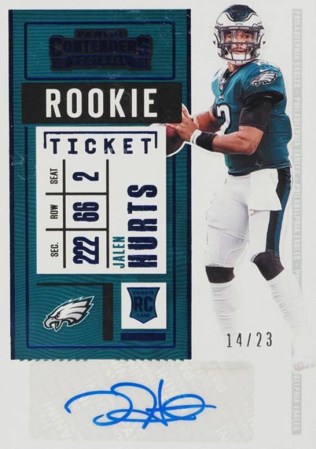 2020 Panini Playoff Contenders Rookie Ticket Preview Autographs Jalen Hurts #122 Football Card