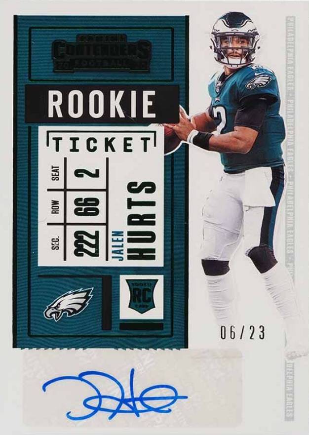 2020 Panini Playoff Contenders Rookie Ticket Preview Autographs Jalen Hurts #122 Football Card